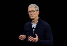 Tim Cook, PDG d'Apple, ici le 12 septembre 2017 à Cupertino, en Californie