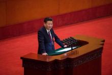 Le président Xi Jinping lors d'un discours ouvrant le XIXe congrès quinquennal du Parti communiste c