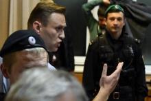 L'opposant numéro un à Vladimir Poutine, Alexei Navalny, au tribunal, le 2 octobre 2017 à Moscou