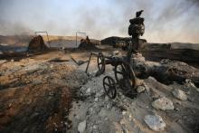 Un site de production de pétrole détruit par le groupe État islamique dans la riche province pétroli