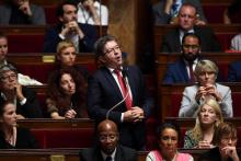 Le leader de la France insoumise Jean-Luc Mélenchon à l'Assemblée nationale à Paris, le 3 octobre 20