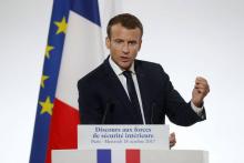 Emmanuel Macron lors de son discours aux forces de sécurité intérieure
