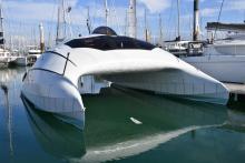 Un catamaran innovant construits à La Rochelle par Advanced aerodynamic vessels (A2V), le 12 octobre