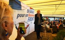 Le présidente du FN Marine Le Pen à Chasseneuil-du-Poitou , dans l'ouest de la France, le 1er octobr