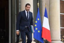 Christophe Castaner, porte-parole du gouvernement, le 27 septembre 2017 quitte le palais de l'Élysée
