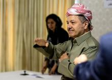 Le président de la région autonome kurde en Irak Massoud Barzani vote dans un bureau près d'Erbil, l