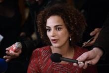 L'écrivaine franco-marocaine Leila Slimani à Paris le 3 novembre 2016 devant la presse après avoir r