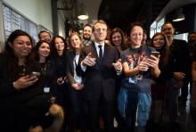 Emmanuel Macron fait un discours pendant sa visite à Tourcoing le 14 novembre 2017