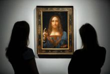 Le tableau du peintre italien Léonard de Vinci adjugé 450,3 millions de dollars photographié le 3 no