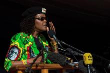 La première dame du Zimbabwe Grace Mugabe, ici lors d'un meeting le 2 juin 2017 à Marondera, a été e