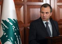 Le ministre libanais des Affaires étrangères Gebrane Bassil lors d'une conférence de presse à Ankara