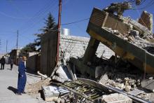Photo d'une maison détruite par le séisme dans la ville irakienne de Darbandikhan, proche de la fron
