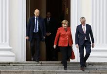 La chancelière allemande Angela Merkel après l'échec de discussions pour former un gouvernement, le 
