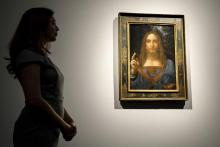 Le tableau "Salvator Mundi" de Léonard de Vinci exposé à Londres le 22 octobre 2017