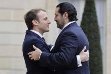 Le Premier ministre libanais démissionnaire Saad Hariri accueilli à l'Elysée par le président Emmanu