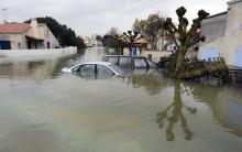 Des rues et maisons inondées après la tempête Xynthia à La Faute-sur-Mer le 1er mars 2010