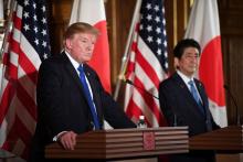 Le Premier ministre japonais Shinzo Abe et le président américain Donald Trump au cours d'une confér