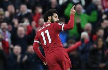Le milieu de terrain offensif égyptien Mohamed Salah après un but contre Southampton, le 18 novembre
