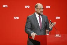 Le chef du Parti social-démocrate allemand Martin Schulz, à Berlin le 20 novembre 2017