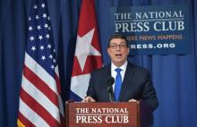 Le ministre cubain des Affaires étrangères Bruno Rodriguez lors d'une conférence de presse, le 2 nov