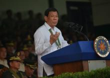 Le président philippin Rodrigo Duterte prononçant un discours à Manille, le 5 octobre 2017