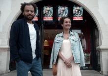 Le réalisateur Fabrice Eboué et l'actrice Amelle Chahbi à la présentation du film "Coexister" à Sain