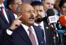 L'ancien président yéménite Ali Abdallah Saleh prononce un discours pour le 35e anniversaire de son 
