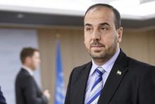 Le chef de la délégation de l'opposition unifiée syrienne, Nasr Hariri, à Genève, le 29 novembre 201