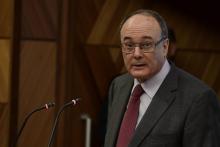 Le président de la banque centrale d'Espagne, Luis Maria Linde, le 24 mai 2017 à Madrid