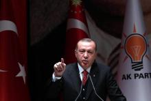 Le président turc Recep Tayyip Erdogan lors d'une réunion politique à Ankara, le 17 novembre 2017