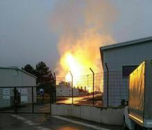 Le termial gazier de Baumgarten, dans l'est de l'Autriche en proie à un incendie, le 12 décembre 201