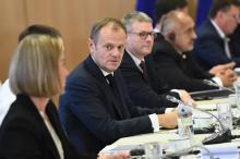 Le président du Conseil européen, Donald Tusk, répond aux questions des médias, le 14 décembre 2017 