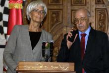 La directrice générale du Fonds monétaire international (FMI), Christine Lagarde, et le gouverneur d