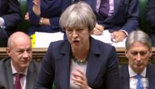 La Première ministre britannique Theresa May lors d'une intervention devant la Chambre des Communes 