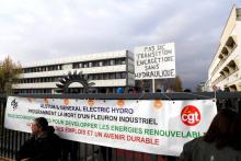 Manifestation à Grenoble des salariés du constructeur de turbines hydrauliques General Electric Hydro le 20 novembre 2017