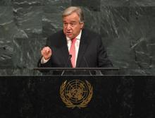 Le secrétaire général des Nations unies Antonio Guterres le 19 septembre 2017, lors d'un discours de