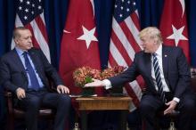 Le président Donald Trump et son homologue turc Recep Tayyip Erdogan, lors d'une renconre à l'ONU à 