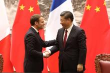 Le président français Emmanuel Macron et son homologue chinois Xi à Pékin, le 9 janvier 201