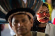 Des indigènes d'Amazonie réunis à Puerto Maldonado, au Pérou le 18 janvier 2018