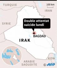 Un double attentat suicide a fait lundi au moins 26 morts, en majorité des travailleurs journaliers, dans le centre de Bagdad