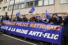 Manifestation de l'Alliance Police Nationale à Champigny-sur-Marne, près de Paris, le 2 janvier 2017