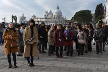 Des touristes à Venise, le 19 janvier 2018