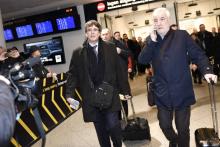 Le président destitué de Catalogne Carles Puigdemont, arrive à l'aéroport de Copenhague, le 22 janvier 2018