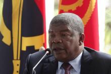 Le président angolais Angolan Joao Lourenço lors de sa première conférence de presse, le 8 janvier 2018 à Luanda, à l'occasion de ses 100 jours à la tête du pays.