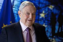 Le milliardaire George Soros, à Bruxelles, au siège de l'Union européenne, le 27 avril 2017