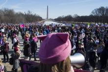 Des manifestants réunis pour la "Marche des femmes" à Washington le 20 janvier 2018