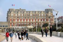 Vue sur l'hôtel du Palais à Biarritz, dans le sud-ouest de la France, le 22 mars 2016