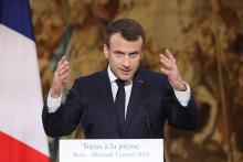 Emmanuel Macron lors de ses voeux à la presse à l'Elysée, le 3 janvier 2018