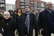 Le leader indépendantiste catalan Carles Puigdemont (c) le 12 janvier 2018 à Bruxelles