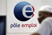 Le logo de Pôle emploi le 4 août 2017 à Lyon (France)